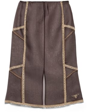 Prada Enagua De Organza Con Intarsia, Mujer, Talla - Marrón