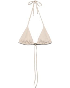 Prada Parte De Arriba De Bikini Triangular De Punto Con Pedrería Mujer, Talla - Blanco