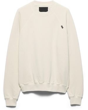 Prada Sudadera De Algodón Con Cuello Redondo, Hombre, Talla - Blanco