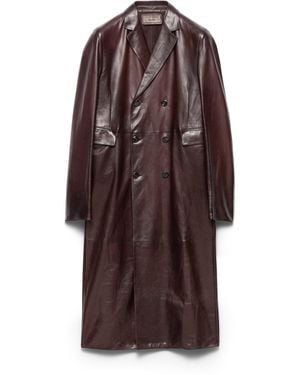 Prada Abrigo De Botonadura Doble En Napa, Hombre, Talla - Marrón