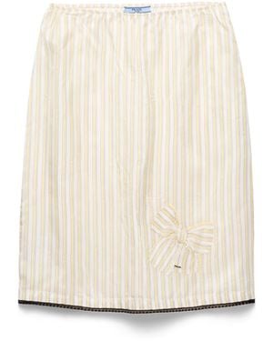 Prada Falda A Rayas Con Apliques, Mujer, Talla - Blanco