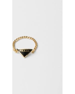 Prada Enameled Metal Ring - White