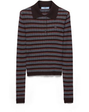 Prada Polo De Cachemir Y Seda A Rayas, Mujer, Talla - Negro