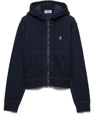 Prada Chaqueta De Felpa Con Capucha, Mujer, Talla - Azul