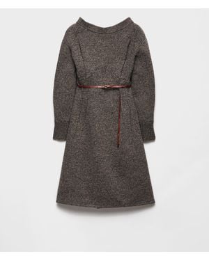 Prada Mouliné-Kleid Aus Wollgemisch - Grau