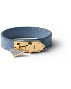 Prada Pulsera De Piel Saffiano, Mujer, Talla - Azul
