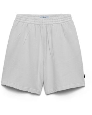 Prada Pantalones Cortos En Felpa De Algodón, Mujer, Talla - Gris