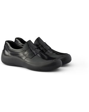 Prada Mocasines De Piel Cepillada, Hombre, Talla 6,5 - Negro