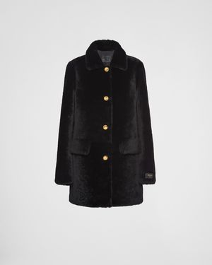 Prada Shearling Fur Coat - Black