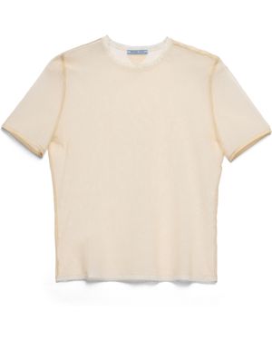 Prada Camiseta De Tul De Algodón, Mujer, Talla - Blanco