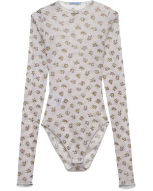 Prada Bodi De Tul Elástico Estampado, Mujer, Talla - Blanco