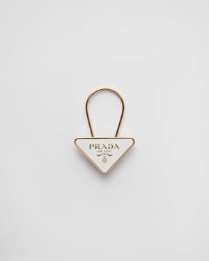 Prada Enamelled Metal Key Ring - White