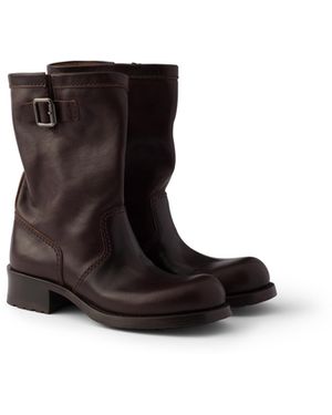 Prada Botas De Piel A Media Pierna, Mujer, Talla - Blanco