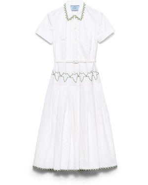 Prada Vestido De Tela Old Reps Bordado, Mujer, Talla - Blanco