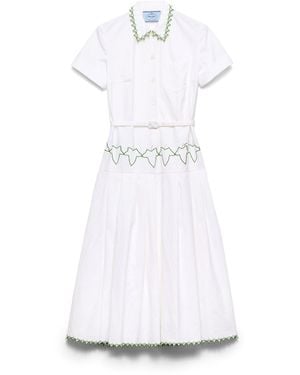 Prada Vestido De Tela Old Reps Bordado, Mujer, Talla - Blanco