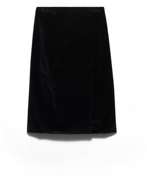 Prada Falda Midi De Terciopelo, Mujer, Talla - Negro