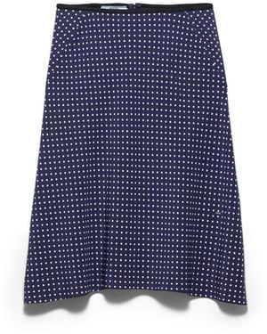 Prada Falda De Marocain Con Estampado De Lunares, Mujer, Talla - Azul