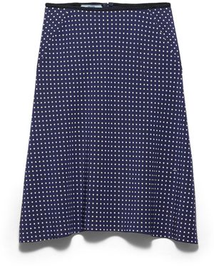 Prada Falda De Marocain Con Estampado De Lunares, Mujer, Talla - Azul