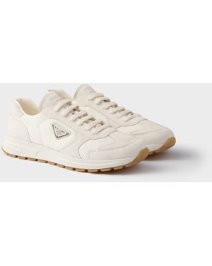Prada Sneakers bianche in Re-Nylon e pelle scamosciata - Bianco