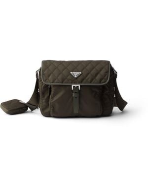 Prada Bandolera Mediana En Re-Nylon Acolchado Con Ribete De Piel Saffiano, Mujer - Multicolor