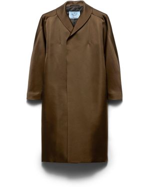Prada Abrigo De Botonadura Simple En Doble Satén, Mujer, Talla - Marrón