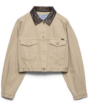 Prada Chaqueta Corta De Tejido Vaquero Acabado Envejecido, Mujer, Talla - Neutro
