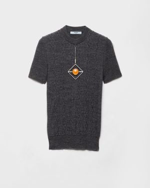 Prada Pull En Laine À Manches Courtes Avec Pendentif - Noir