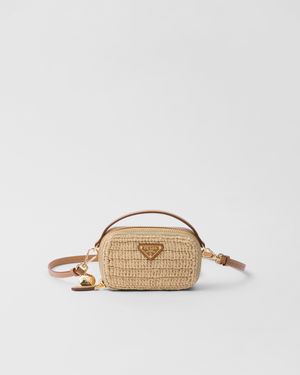 Prada Crochet And Leather Mini-Pouch - Natural