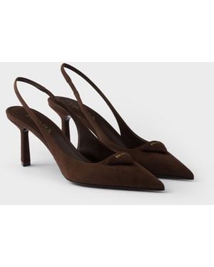 Prada Slingback-Pumps Aus Wildleder - Weiß