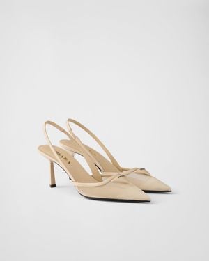 Prada Escarpins À Bride Arrière En Mesh - Neutre
