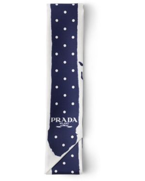 Prada Pañuelo Fino De Sarga Estampado, Mujer - Azul