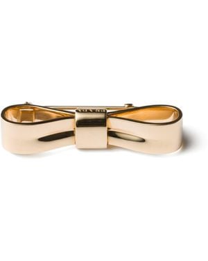 Prada Broche Eternal Pequeño Con Lazo: Oro Amarillo, Mujer - Blanco