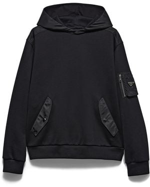 Prada Sudadera Con Capucha En Felpa De Algodón Y Re-Nylon, Hombre, Talla - Negro