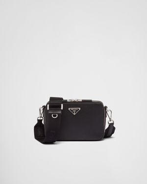 Prada Brique Leather Crossbody Bag in Black for Men Lyst