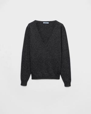 Prada Pull À Col V En Cachemire - Noir