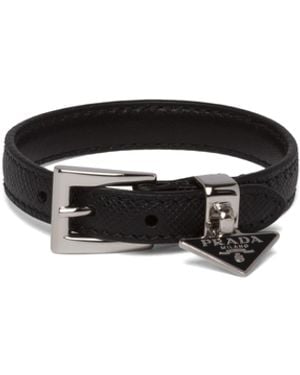 Prada Brazalete De Piel Saffiano, Mujer, Talla - Negro