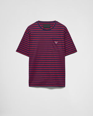 Prada T-Shirt En Coton Rayé - Violet