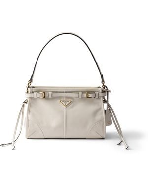 Prada Bolso Bonnie De Piel Pequeño, Mujer - Blanco