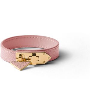 Prada Pulsera De Piel Saffiano, Mujer, Talla - Rosa
