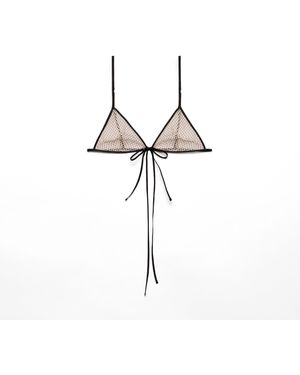 Prada Sujetador En Gasa De Seda De Lunares - Blanco