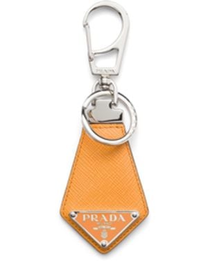 Prada Llavero En Piel Saffiano, Hombre - Blanco