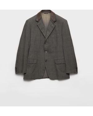 Prada Single-Breasted Wool Jacket - Gray