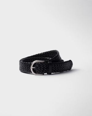 Prada Ceinture En Cuir Tressé - Noir