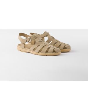 Prada Sandales De Pêcheur En Veau Velours - Blanc