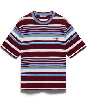 Prada Jersey De Algodón Con Cuello Redondo A Rayas, Mujer, Talla - Azul