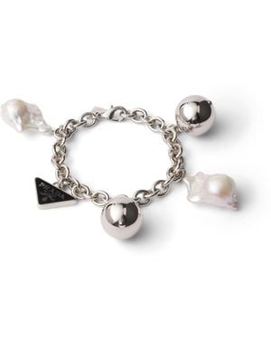 Prada Brazalete De Metal Con Perlas, Mujer, Talla - Multicolor