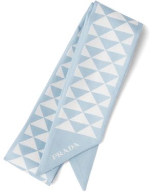 Prada Corbata De Seda Estampada, Mujer - Azul