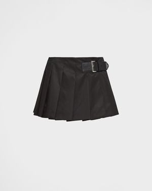 Prada Pleated Gabardine Miniskirt - Black