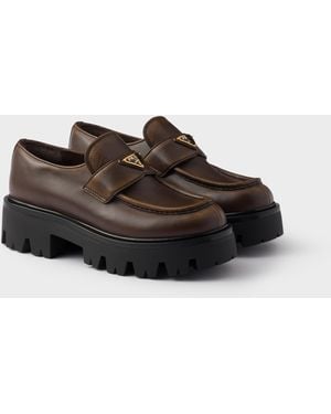 Prada Mocassins En Cuir - Marron