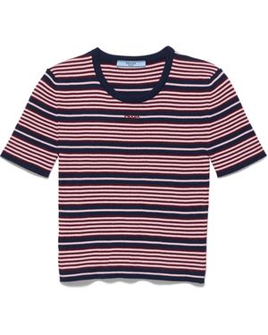 Prada Jersey De Algodón A Rayas Con Manga Corta, Mujer, Talla - Morado